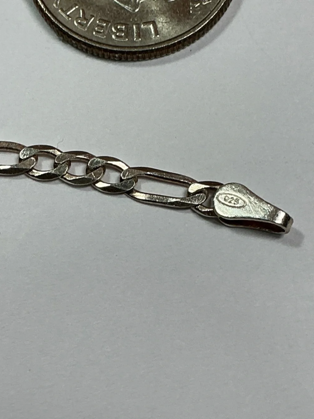 Sterling Silver Figaro Chain / Necklace.  22 inches long